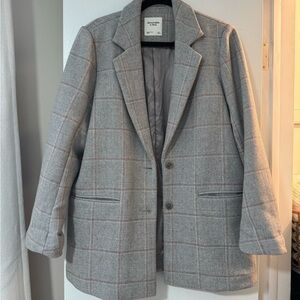 Abercrombie & Fitch Gray Checkered Blazer